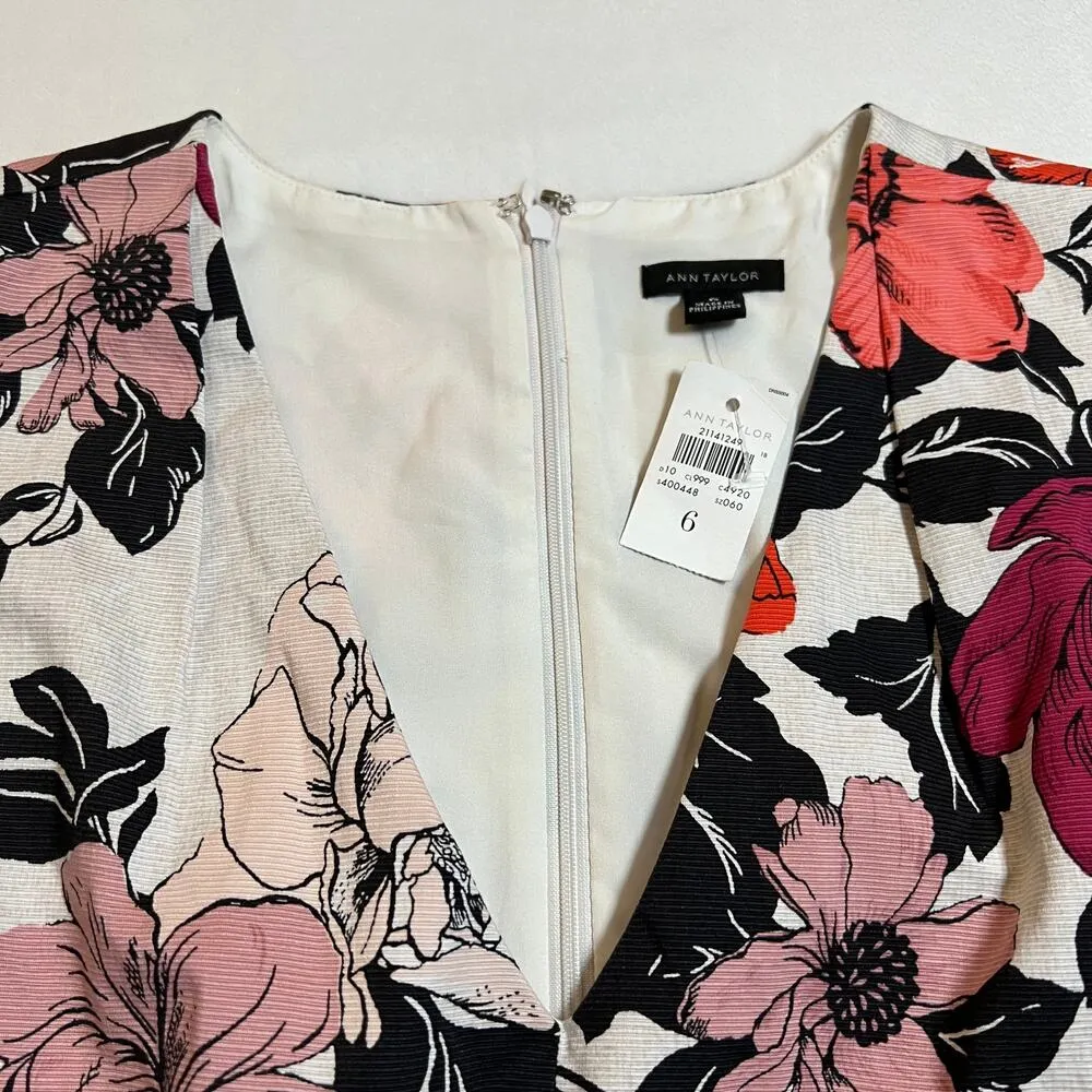 Ann Taylor Sleeveless Sundrenched Floral Print Fit & Flare Dress Size 6 NEW - Image 6