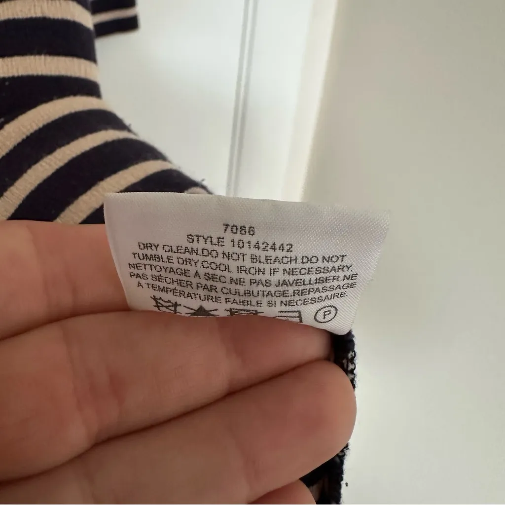 Tory Burch Callan Striped Long Sleeve Stretch Dress Navy Women’s XL - Image 8