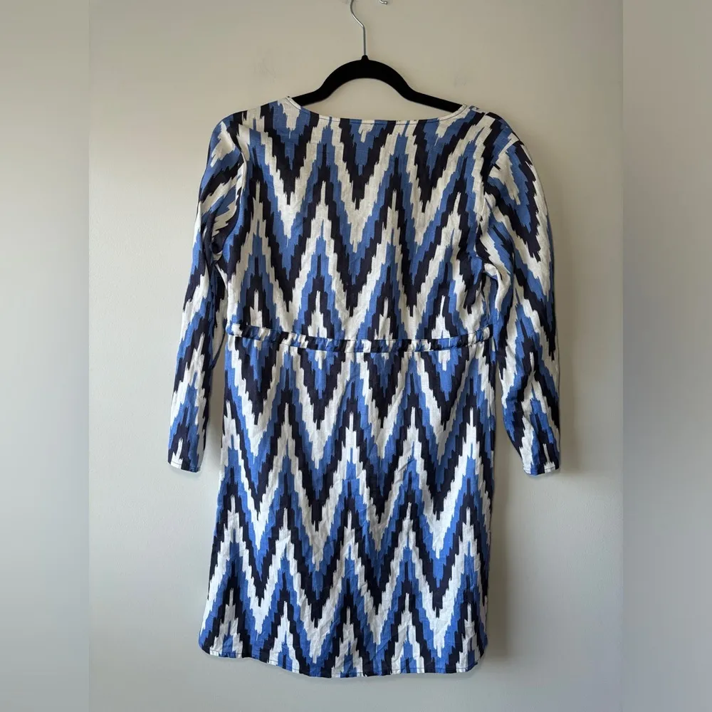 Talbots Women's Linen Caftan Swim Coverup Dress Tie Waist Geometric Size Small‎ - Image 7