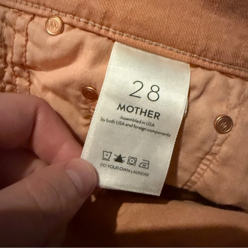 Mother The Insider Ankle Fray Raw Hem Jeans in‎ Chalk It Up Terracotta Sz 28 Orange - Image 9