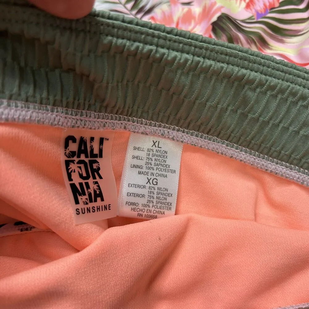 CALIFORNIA SUNSHINE Juniors Pink Textured Bikini Swimsuit High Waist Bottom L - Image 5