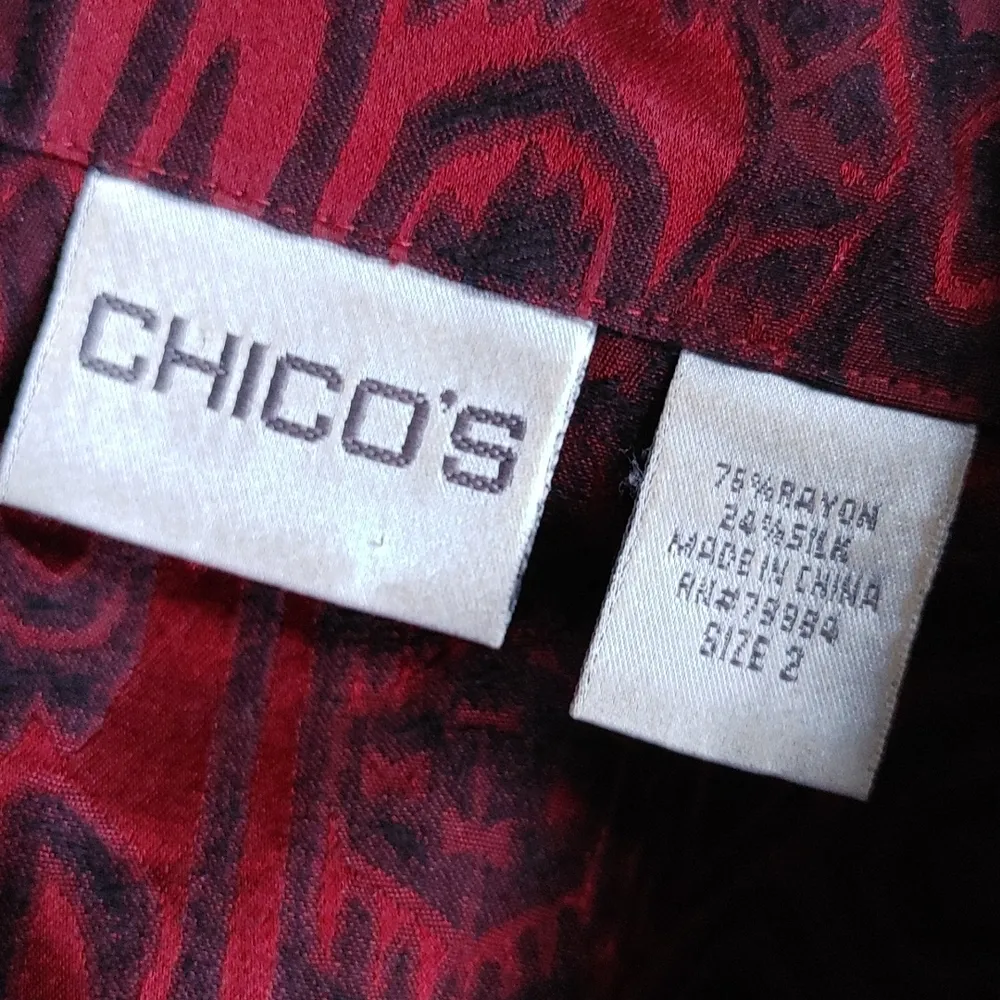 Chico's  Silk Blend Brocade Shirt Jacket - Image 5