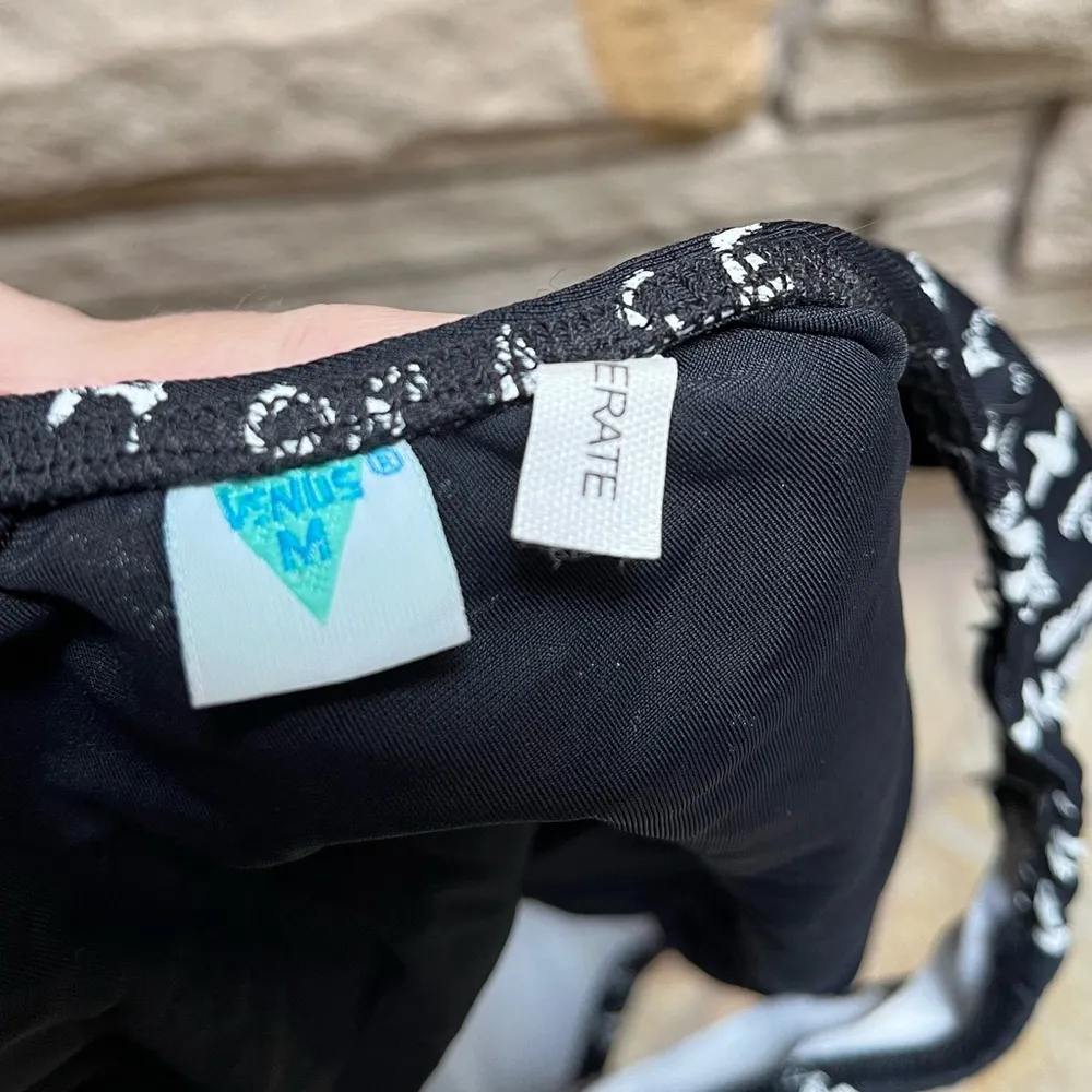 Vintage VENUS Swimwear Bikini Black White Scroll Print Y2K 34b top Medium Bottom - Image 7