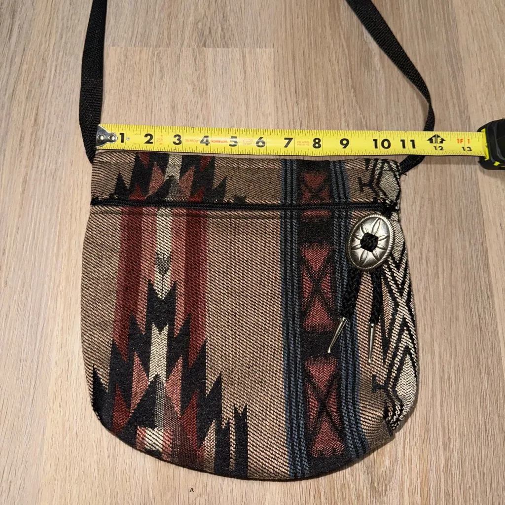 Western Aztec Boho Crossbody Bag Tan - Image 6
