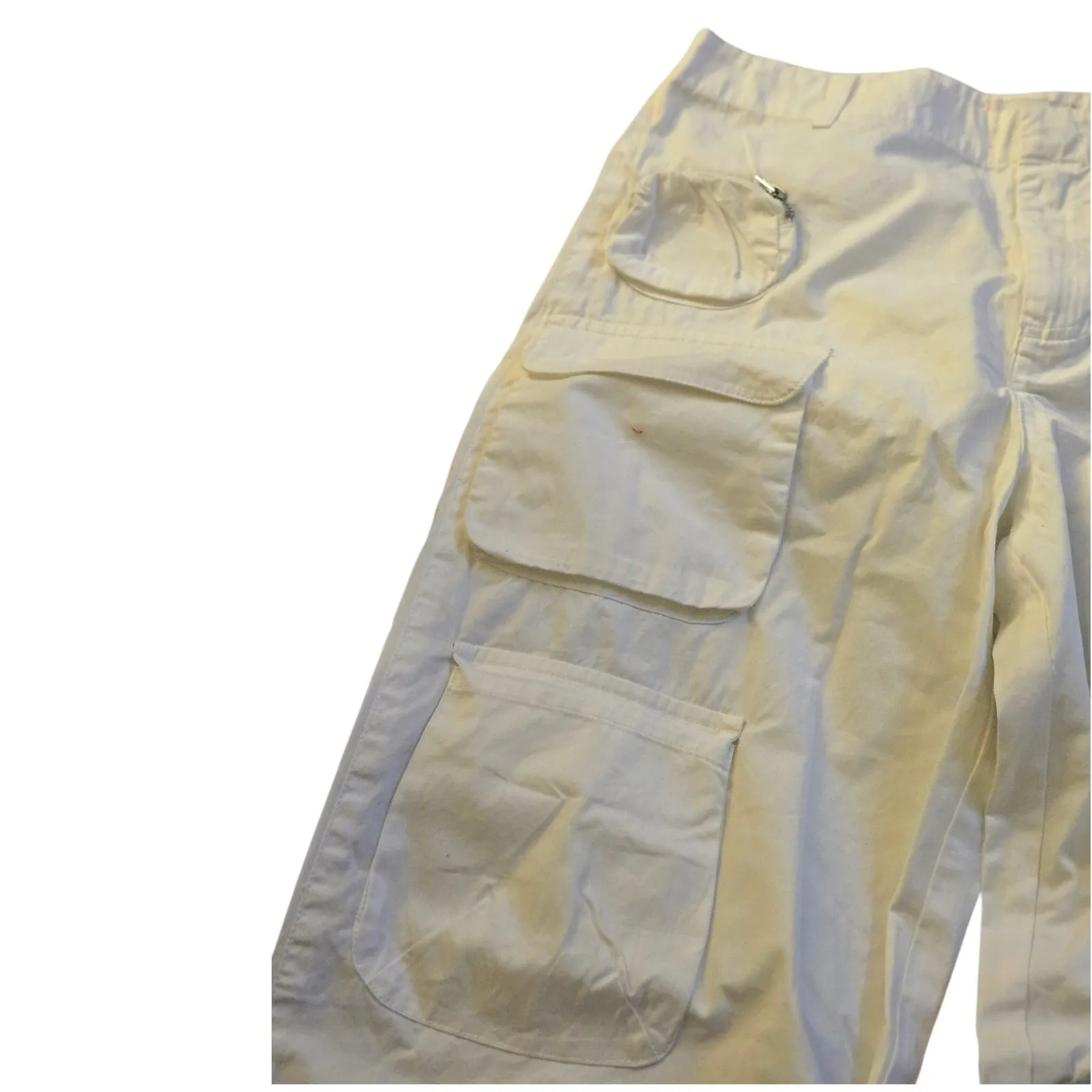 BDG Baggy Cargo Pants Women Cream Utility Pockets Wide Leg Casual Comfort Size M Tan - Image 2