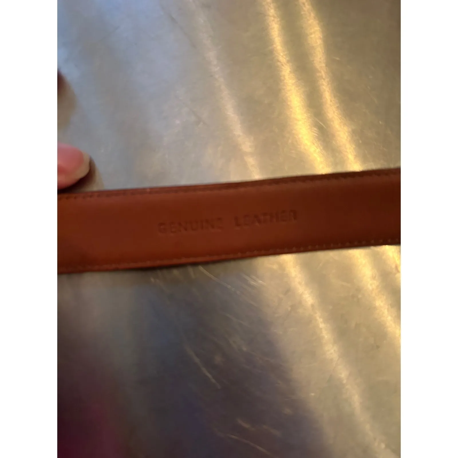 Lauren Ralph Lauren Brown Leather Embossed Croc Belt Silver Buckle Women's Small - Image 7