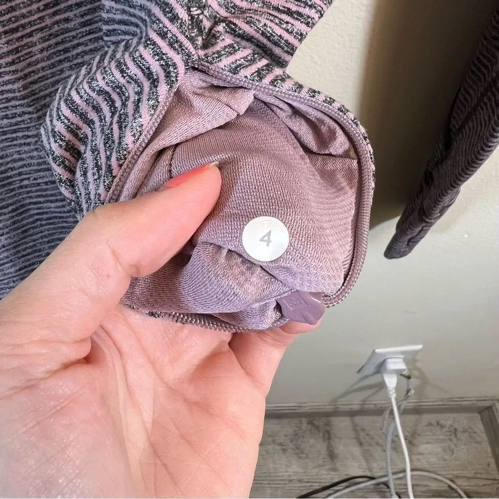 Lululemon Race Your Pace 1/2 Zip Gray Purple Striped 4 - Image 10