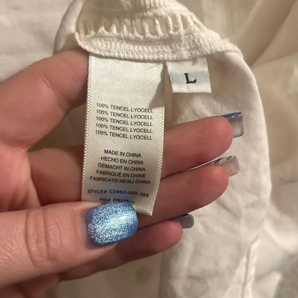 ✨Cloth & Stone White Polka Dot Sleeveless Round Neck Laser Cut Sz L Blouse✨ - Image 11