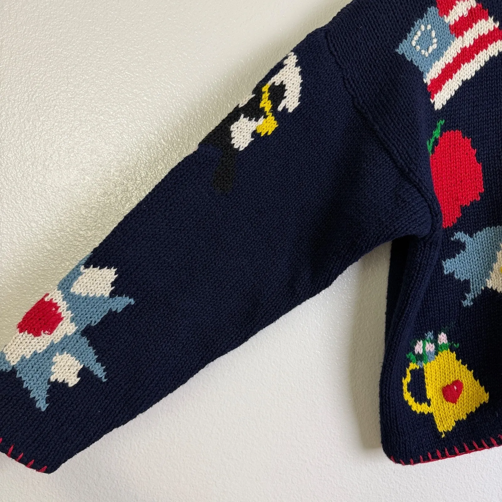 Vtg 1990 The Eagles Eye Cropped Cardigan Sweater Womens M Blue School USA Fruit Size M - Image 10