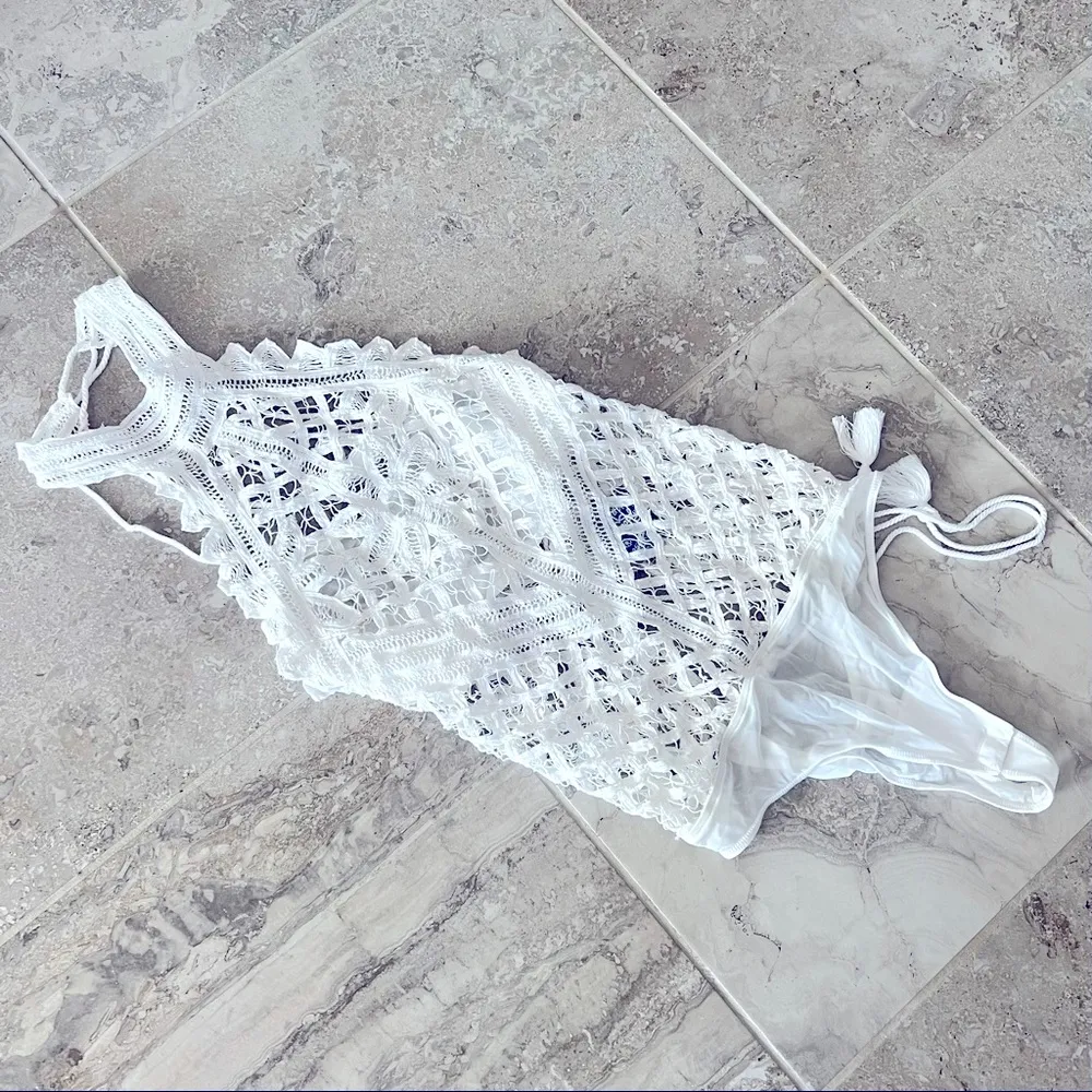 Intimately Free People Be My Battenburg Bodysuit in Optic White Size L New w/Tag - Image 8