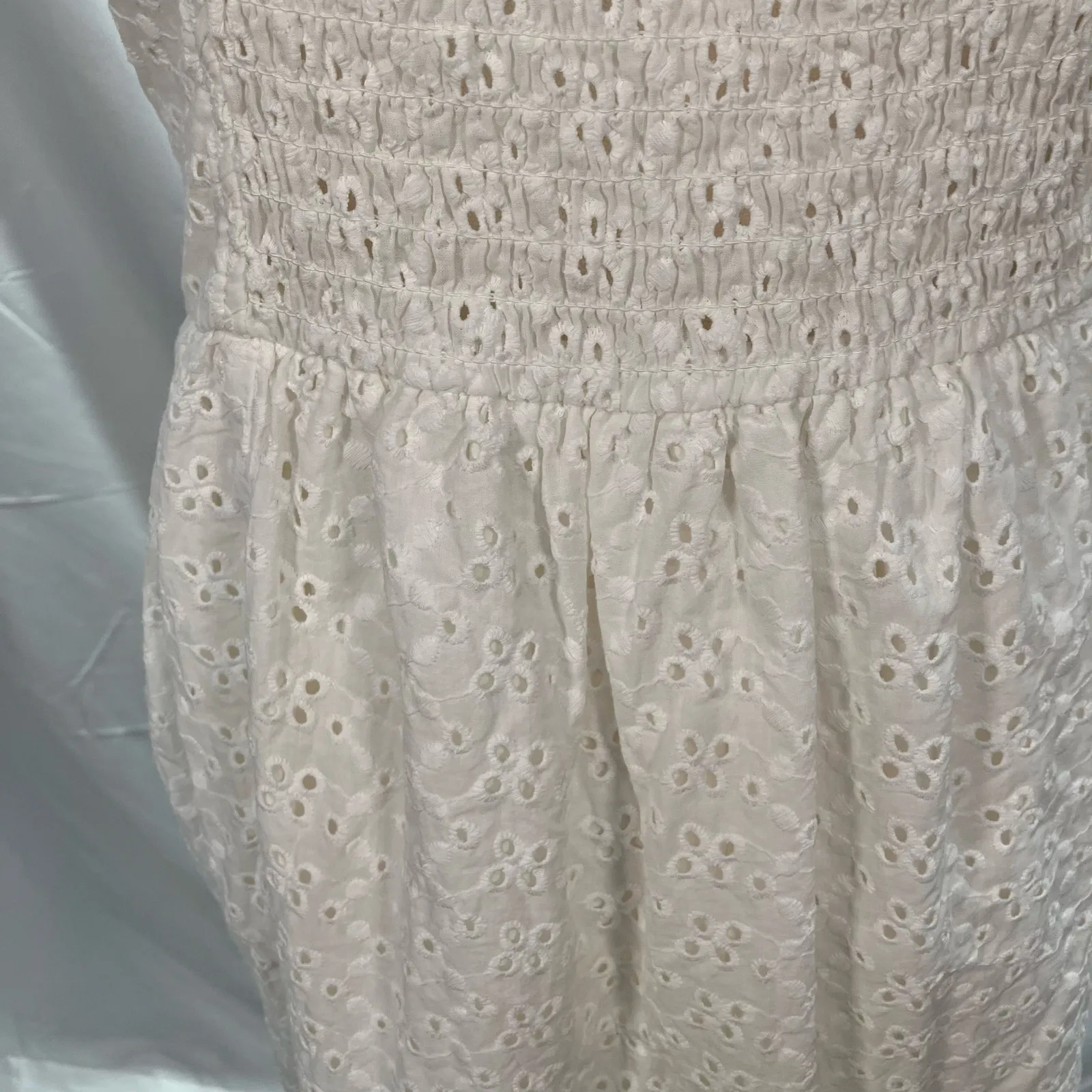 Selfie Juniors White Eyelet Dress Large Cotton Sleeveless Cute Summer Graduation - Image 3