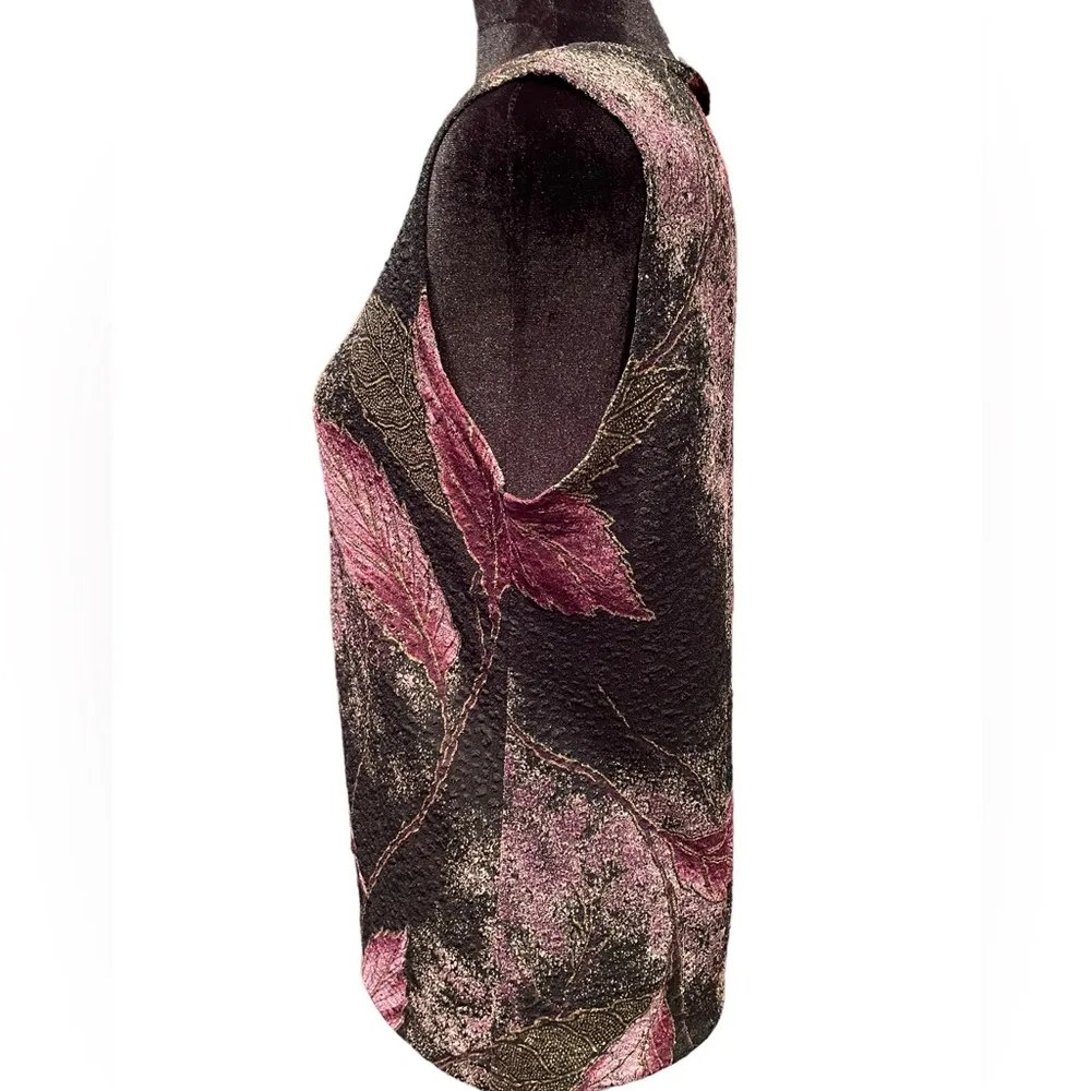 N Touch Vintage 90s Whimsygoth Autumn Fall Moody Artsy Witchy Leaf Stretch Top Size M - Image 5