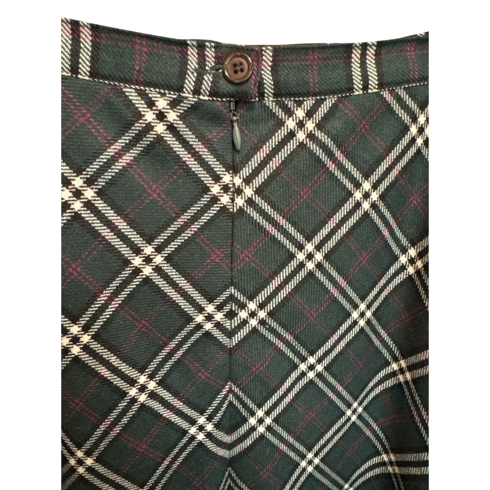 Preston & York Green Plaid Maxi Skirt Size 16 Wool Blend Long A-Line Lined - Image 5