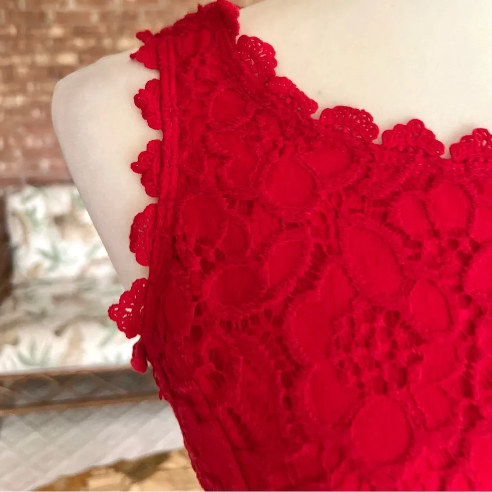 City Studio Dress Lace Fit & Flare Sleeveless Mini Red Party Festive 7 (Jrs) Size undefined - Image 4