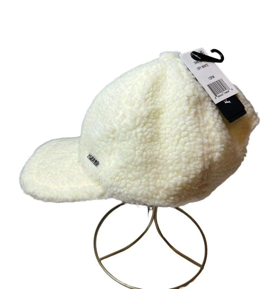 Steve Madden Womens Ivory Off White Sherpa Cap With Logo Adjustable One Size New - Image 2