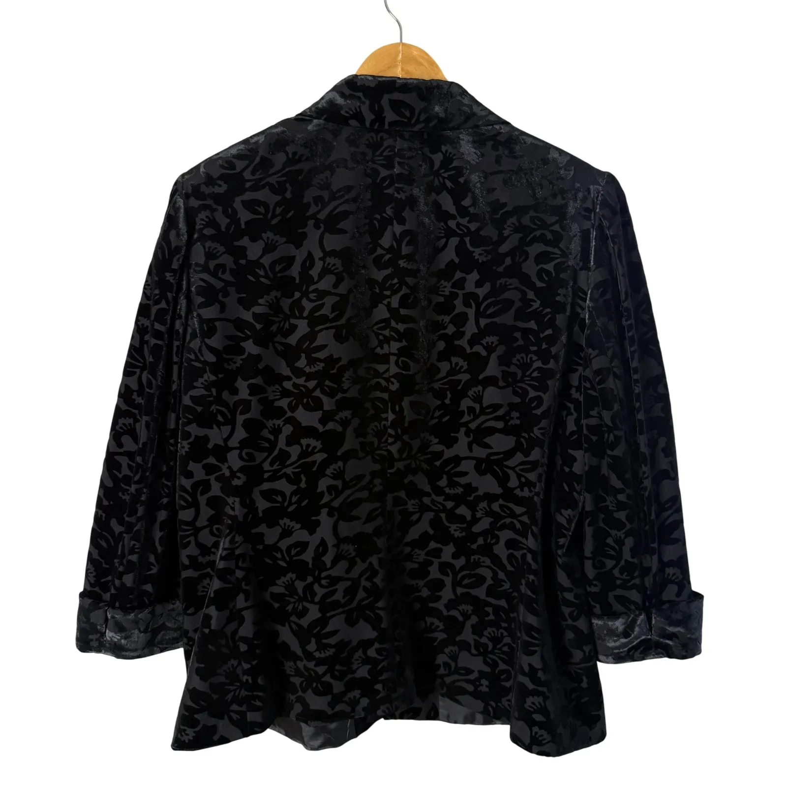 Vintage Black Floral Burnout Velvet Preston York Blazer Jacket Womens Size 16 - Image 10
