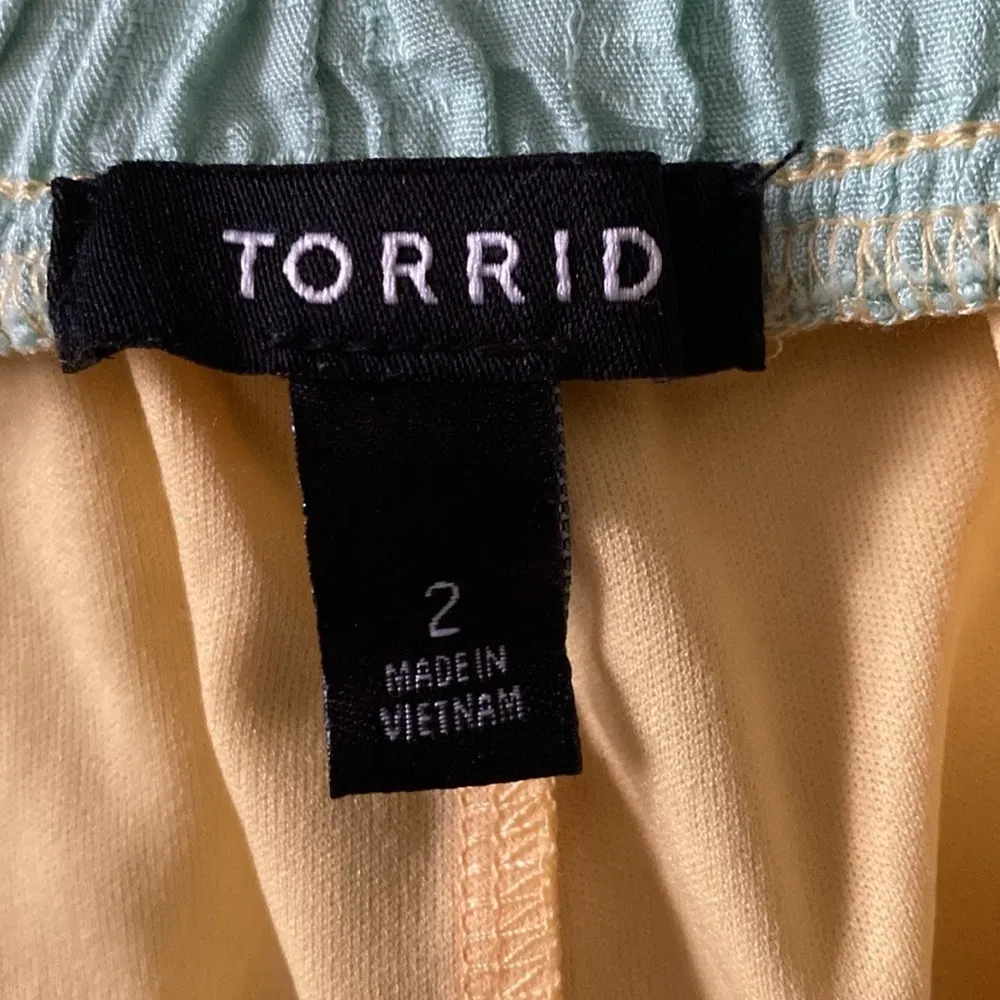 Torrid Maxi Woven Tiered Skirt Yellow Mint Peach Size 2X - Image 3