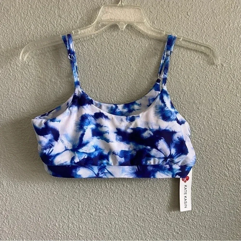 Kate Kasin 3 piece bikini short sarong set NWT Size XL High Waist‎ Blue - Image 5