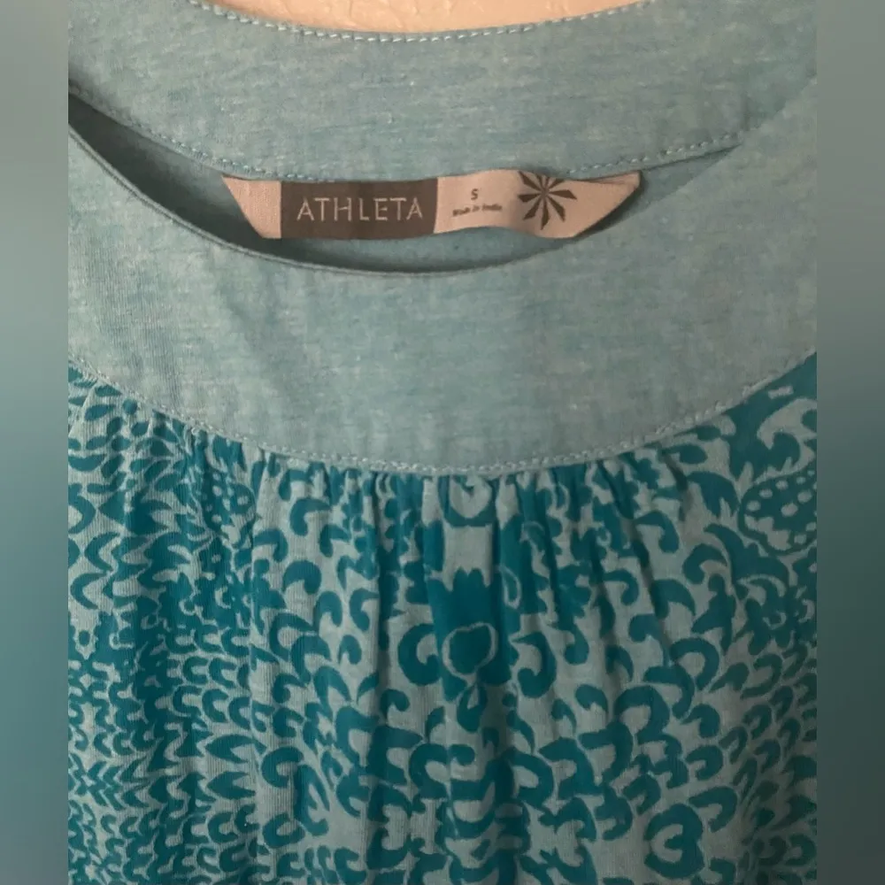 Athleta Dress Womens Small Blue Floral  Print Sleeveless Knit Athleisure - Image 2