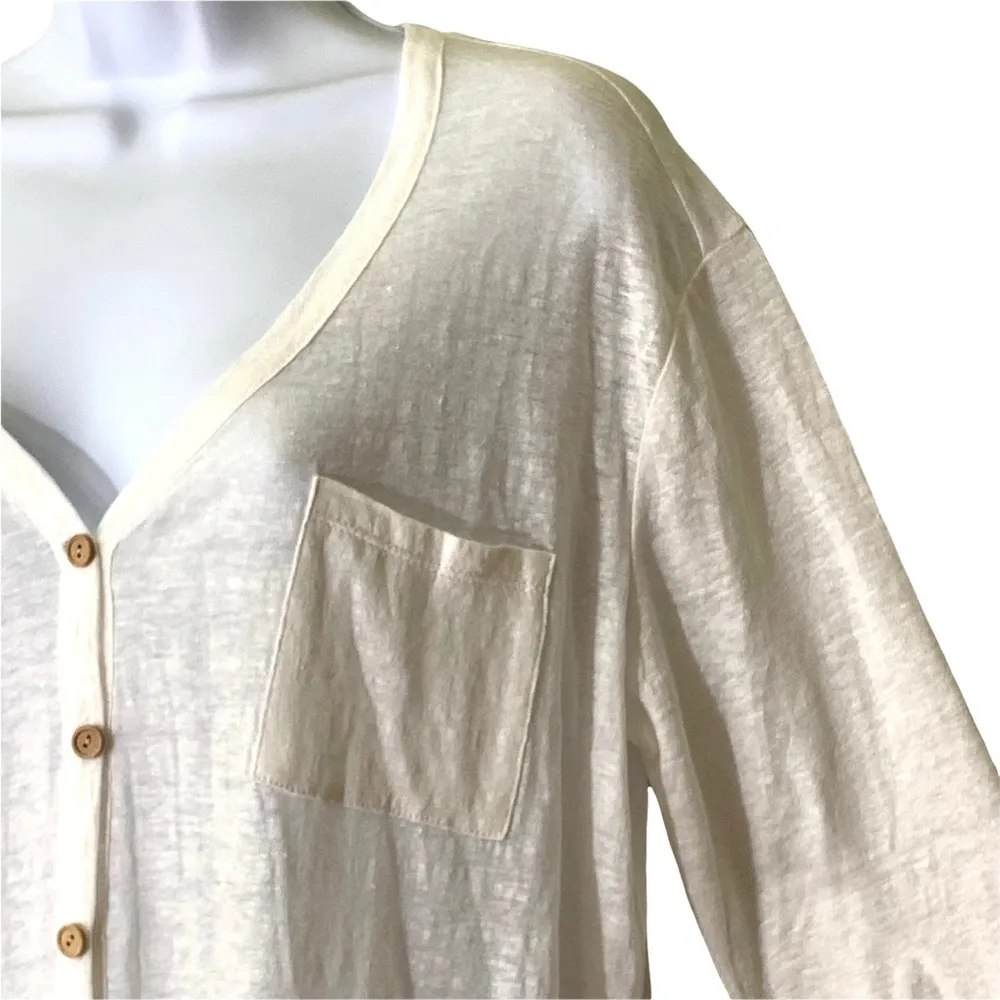 Chaser Blouse ButtonUp Top White Elbow Sleeve - Image 5