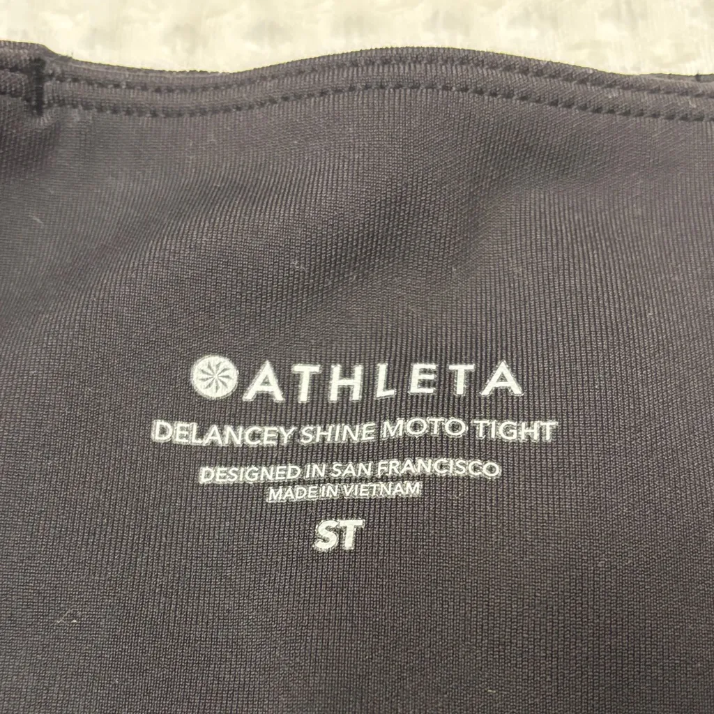 Athleta ST SMALL TALL Delancey Shine Moto Tight Black Leggings Faux Leather - Image 8