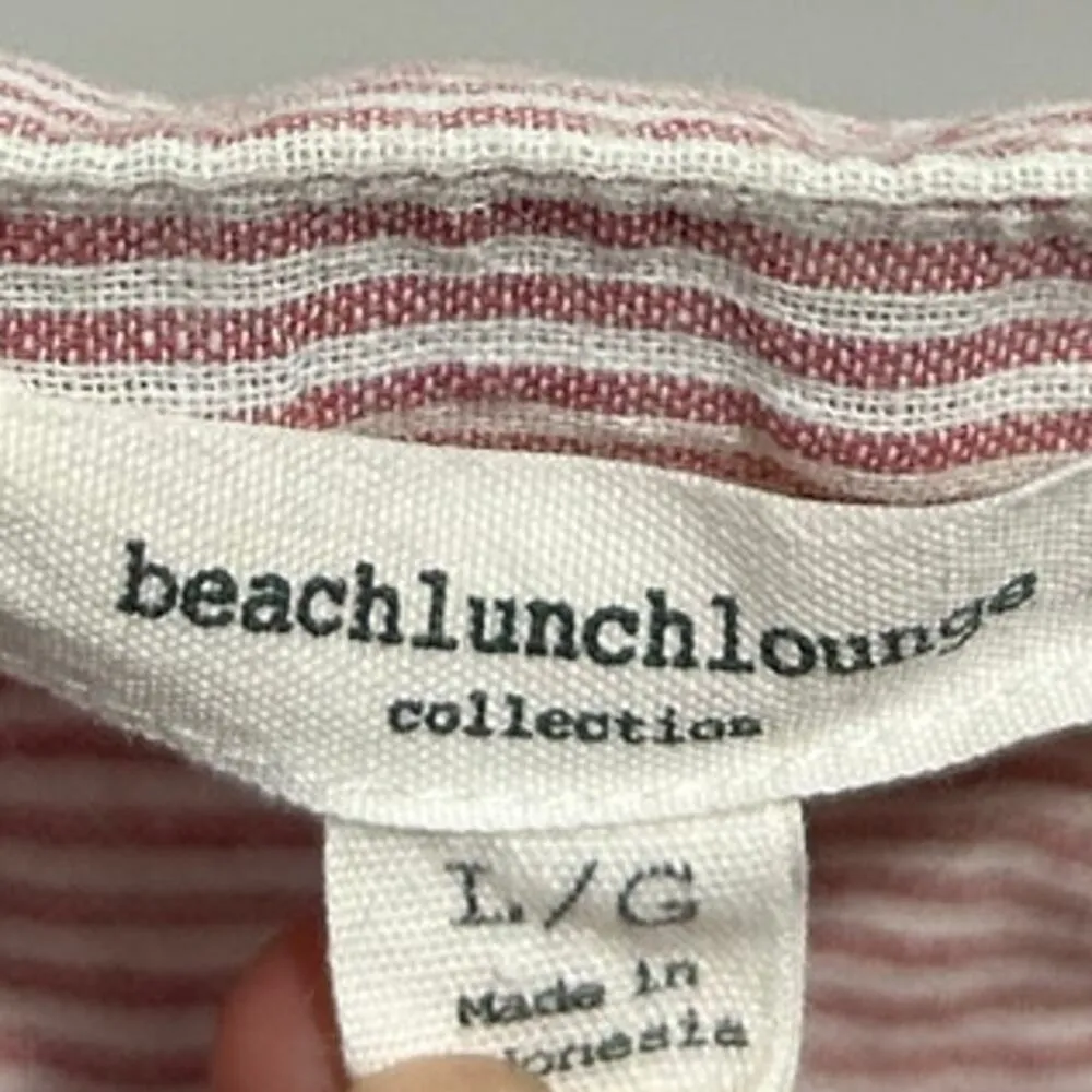 Beach Lunch‎ Lounge Red & White Striped Top Size Large - Image 3