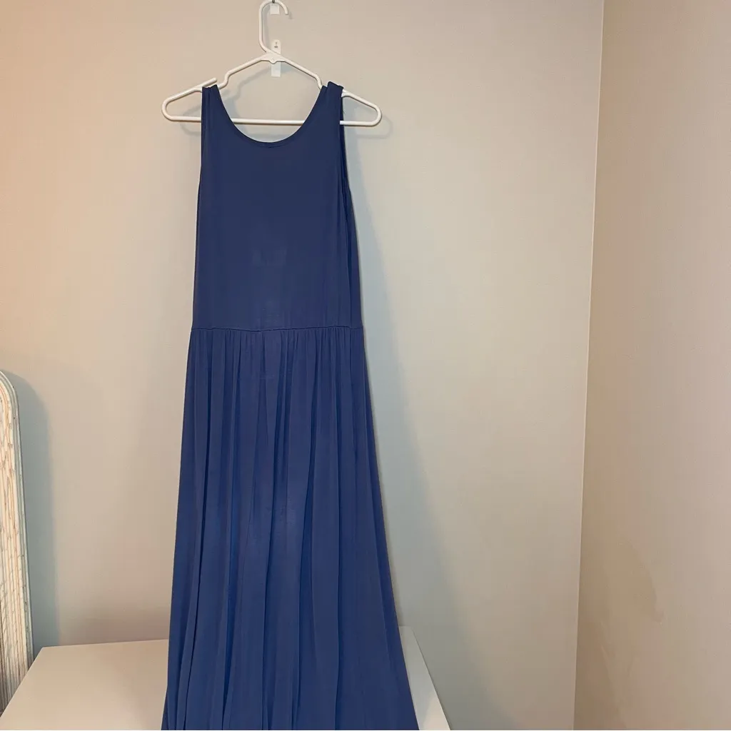Flowy Soft Grey Summer Blue Maxi Dress 👗 Size M - Image 3