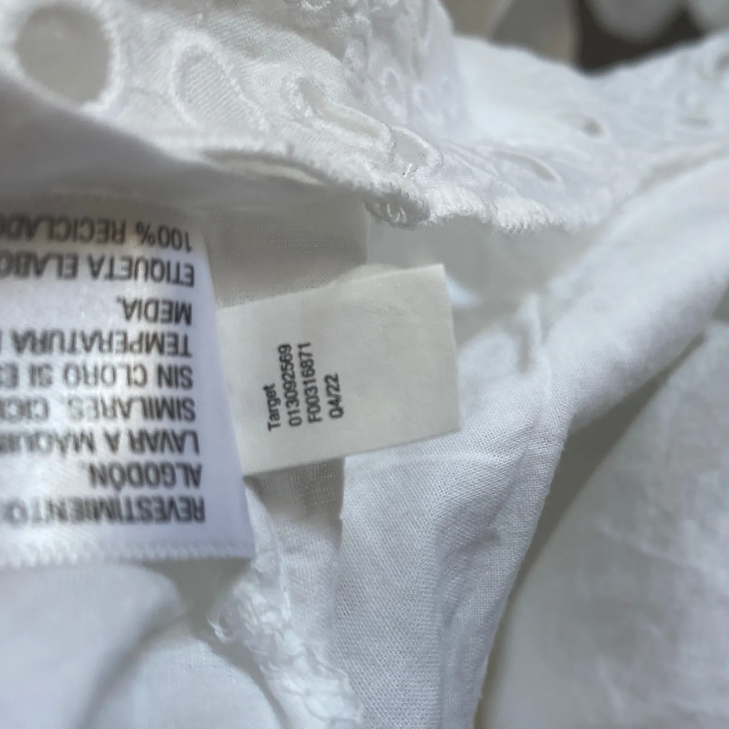 Romantic White Embroidered Eyelet Dress Smocked Waist Bohemian‎ Mini - S NWT - Image 14