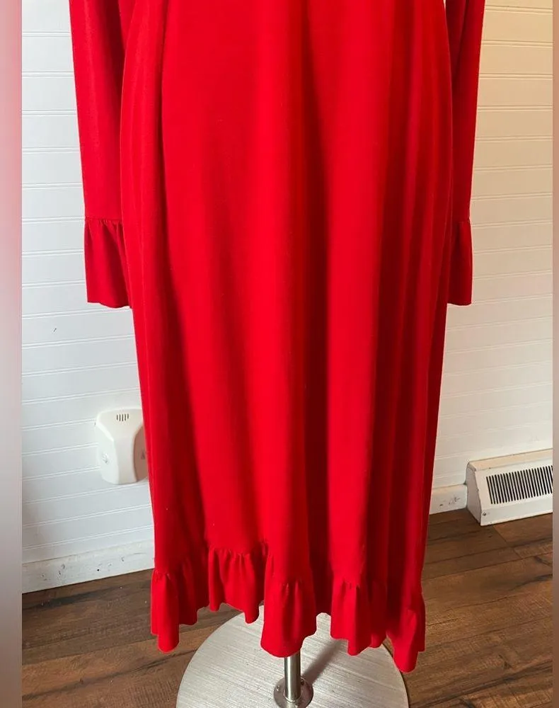 ASOS Ruffle Trim Midi Red V-Neck Dress - Image 6