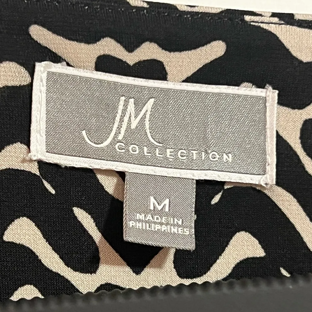 #39 JM COLLECTION • EMBELLISHED FLOWY TUNIC • BLACK/WHITE/MIXED MEDIA - Image 3