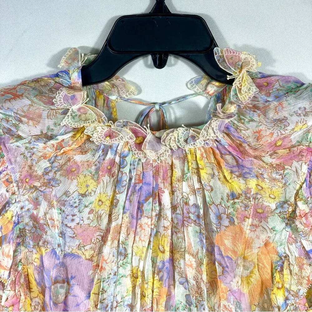 Zimmermann Butterfly Floral Print Top Multi Meadow US 8 NWT - Image 14