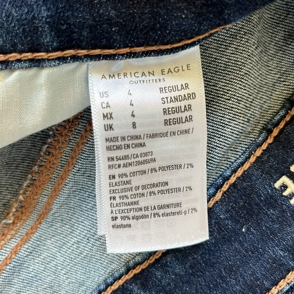 AEO American Eagle Super Hi Rise Jeggings Ripped Dark Wash Size 4 - Image 6