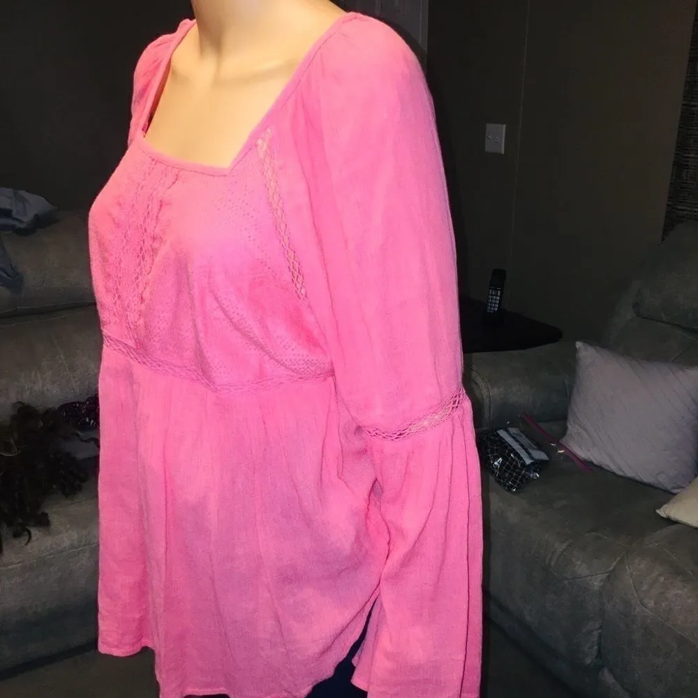 Red Camel Pink Long Sleeve Blouse Women's Medium Boho - Image 9