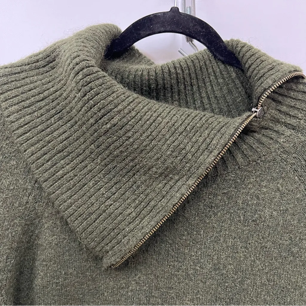 Adrienne Vittadini L Forest Green pullover zipper Cowl Neck Sweater - Image 9