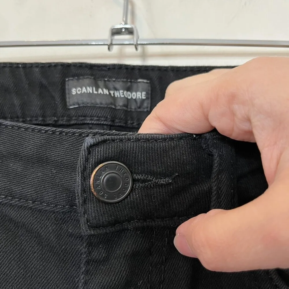 Scanlan Theodore Wide Leg Jeans Dark Wash Black Cropped High Rise Womens Size 30 - Image 9