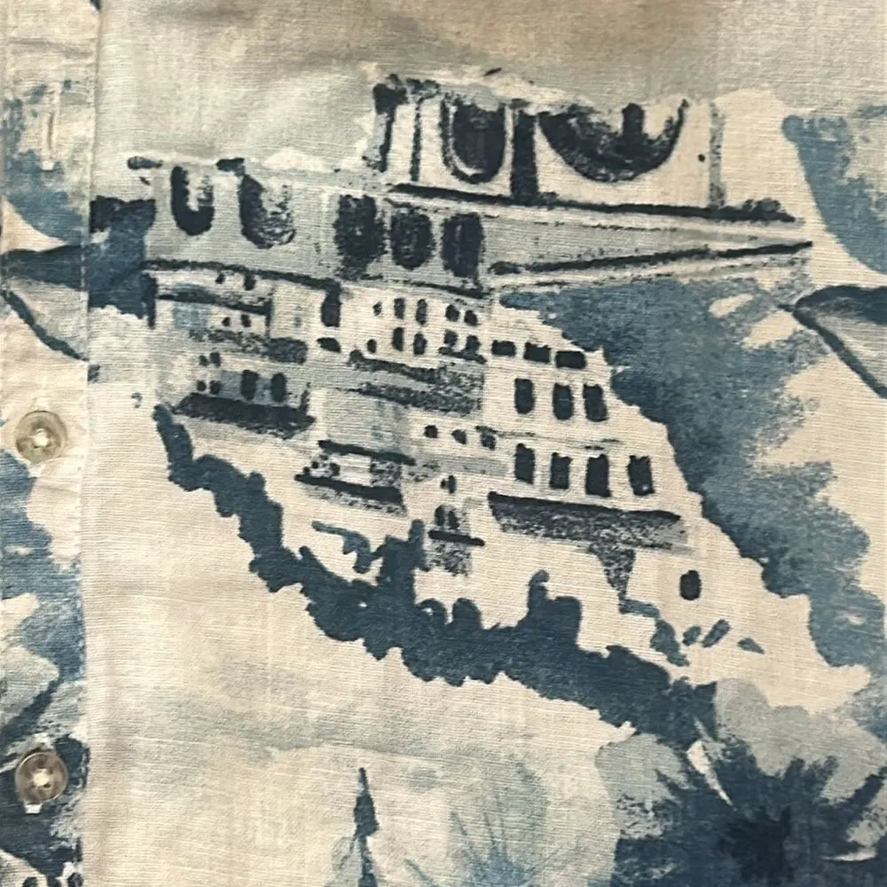 Cynthia Rowley Blue and White Casual Button Down Shirt - Image 3