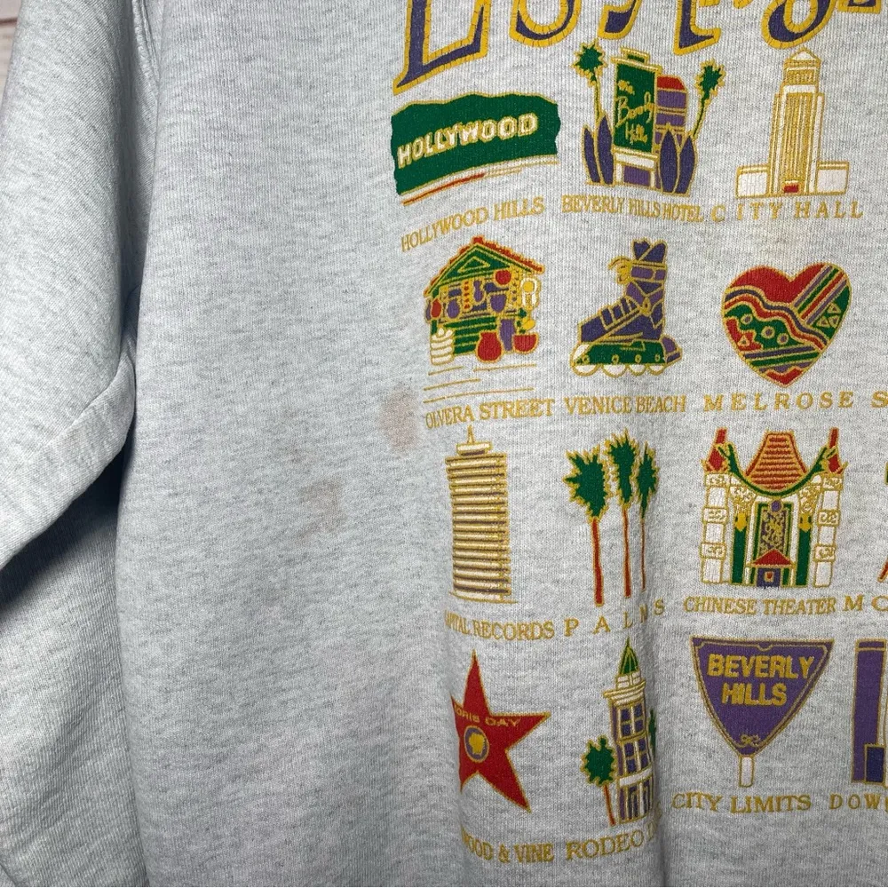 VINTAGE • Los Angeles Sweatshirt • Gray Sweatshirt • Famous Landmarks • Medium - Image 3