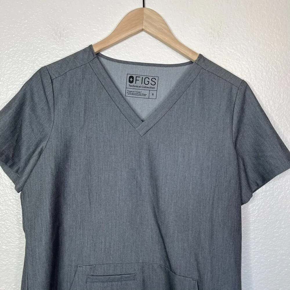 Figs Technical Collection Gray Scrub Top S style W18SW1001 short sleeve - Image 3