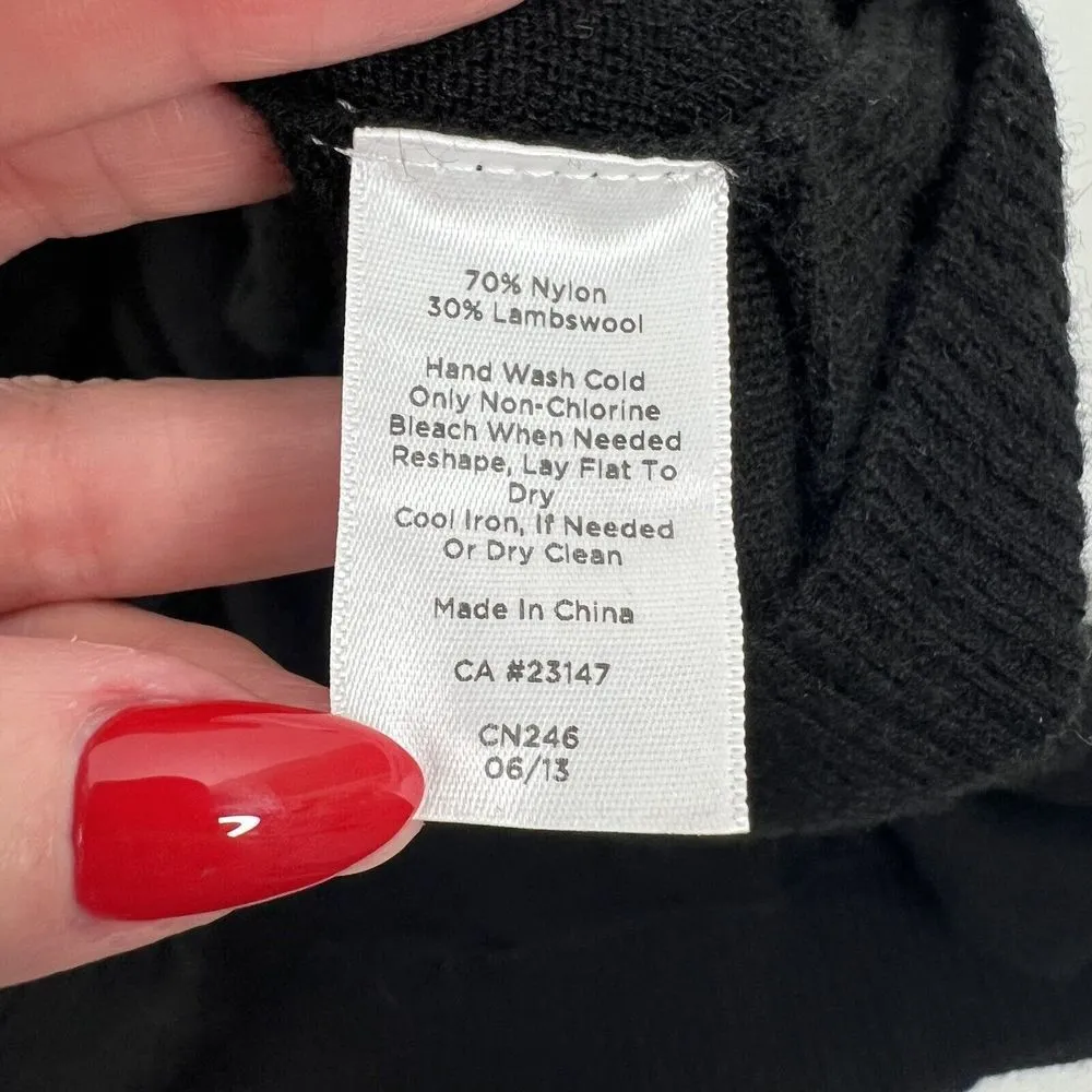 Talbots Size S/M Round Poncho Sweater Black Lambswool Blend Women’s Cozy Knit - Image 9