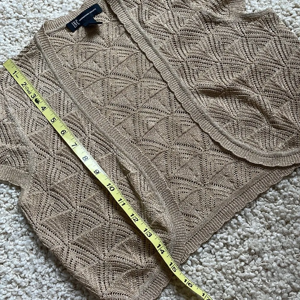 INC beautiful gold metallic crop shrug top Size M - Image 10