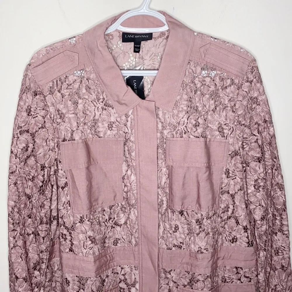 Lane Bryant woodrose longline lace anorak utility jacket size 14 / 16 petite - Image 4