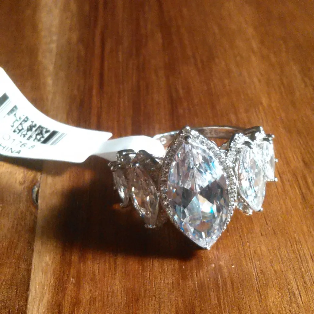 White Cubic Zirconia Sterling Silver Ring (Size 8) - Image 5