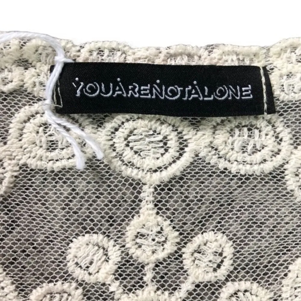 You Are Not Alone Ivory Lace Crochet Mesh Long Sleeve Top White Size L - Image 6