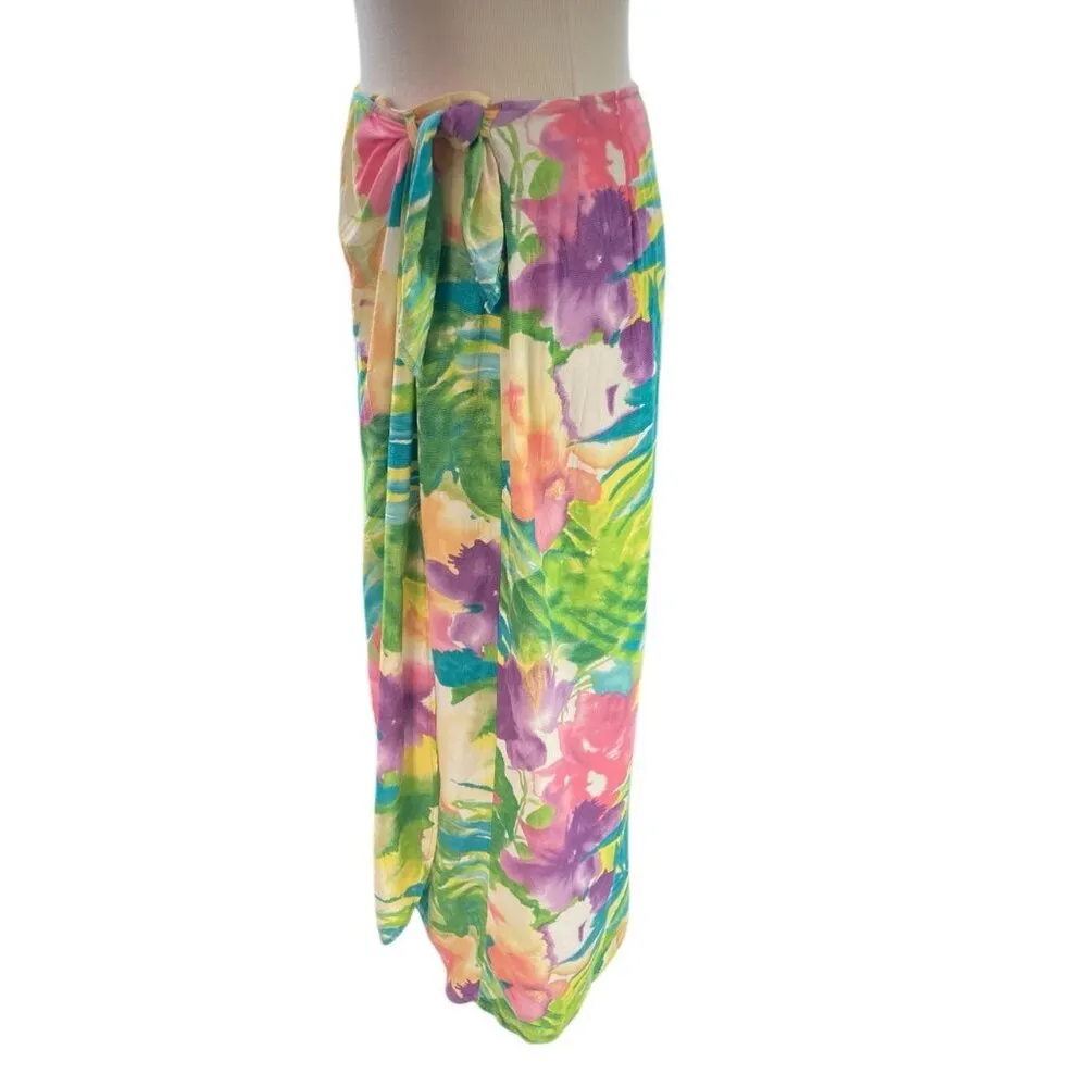 Jams World Wrap Skirt Womens Size M Multi ColorTropical Hawaiian Resort Beach - Image 3