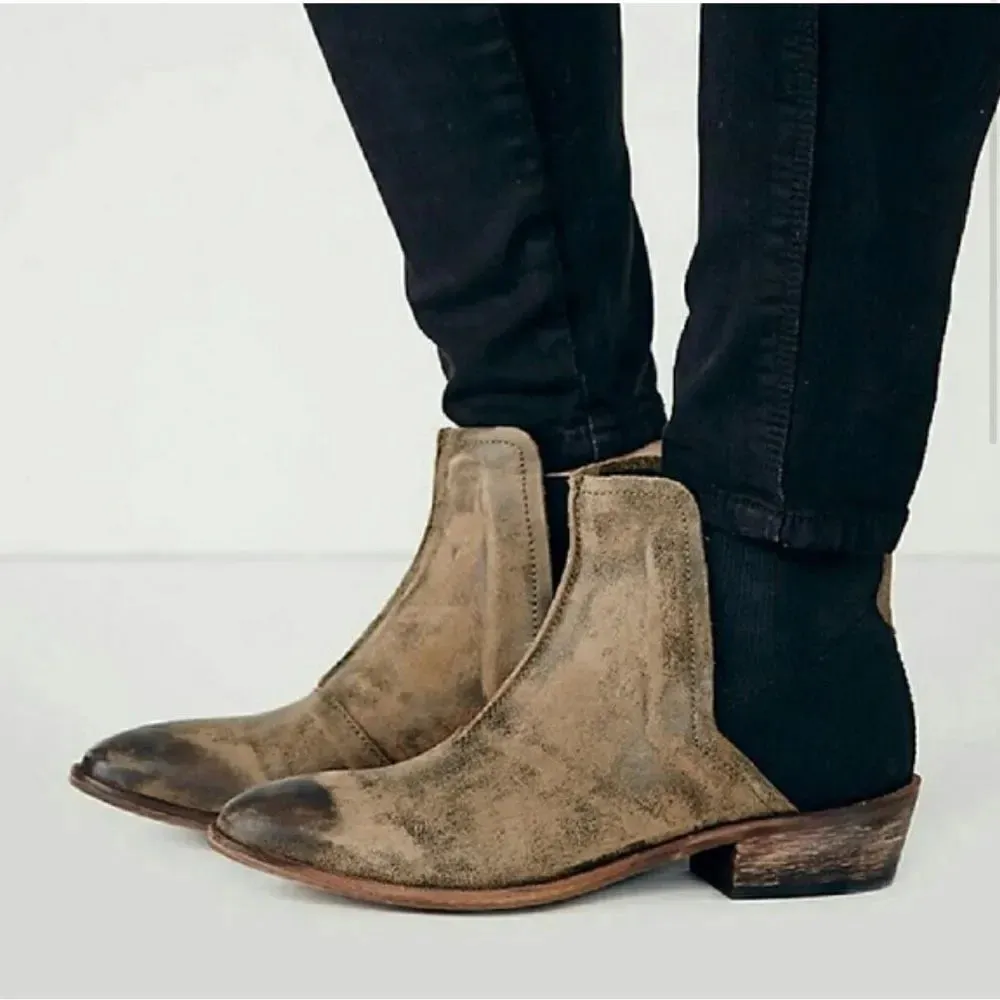 Free People Dark Horse Taupe Leather Ankle Chelsea Boots - Image 10