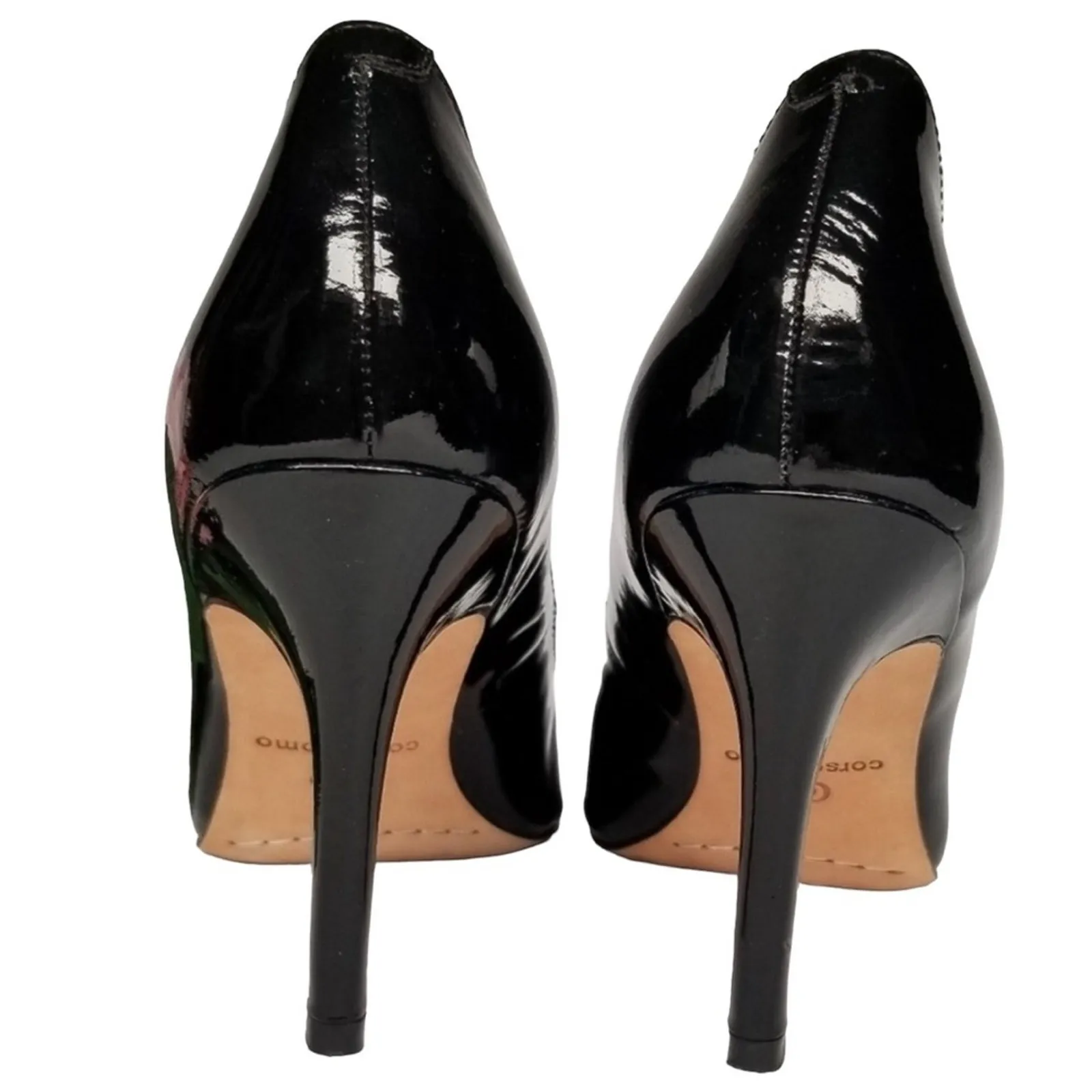 Corso Como 9 Pumps Heels Black Patent Leather Classic Elegant Stiletto Retro - Image 3