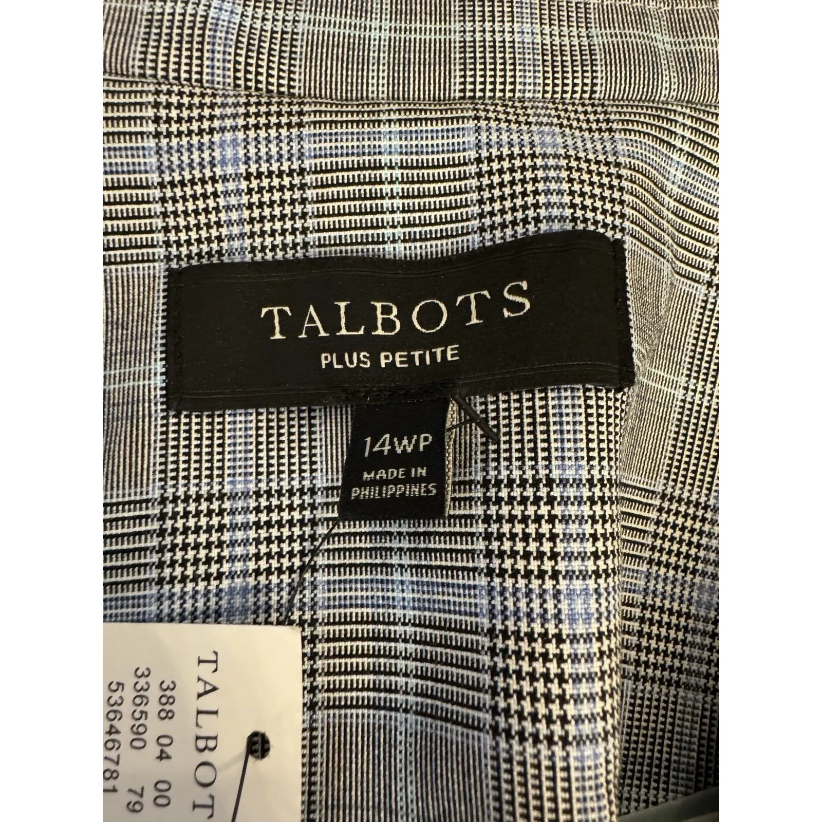 Talbots‎ Women's Gray Plaid Blazer & Skirt Suit Set Size 14WP Blue Gray Plaid - Image 10