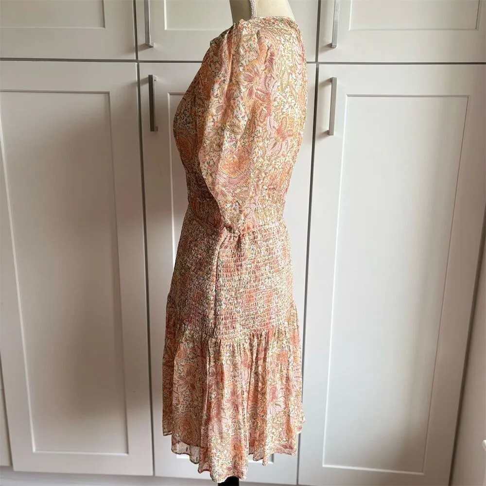 Shoshanna Women's Aubrey Puff Sleeve Smocked Mini Dress Size 6 Multicolored - Image 6