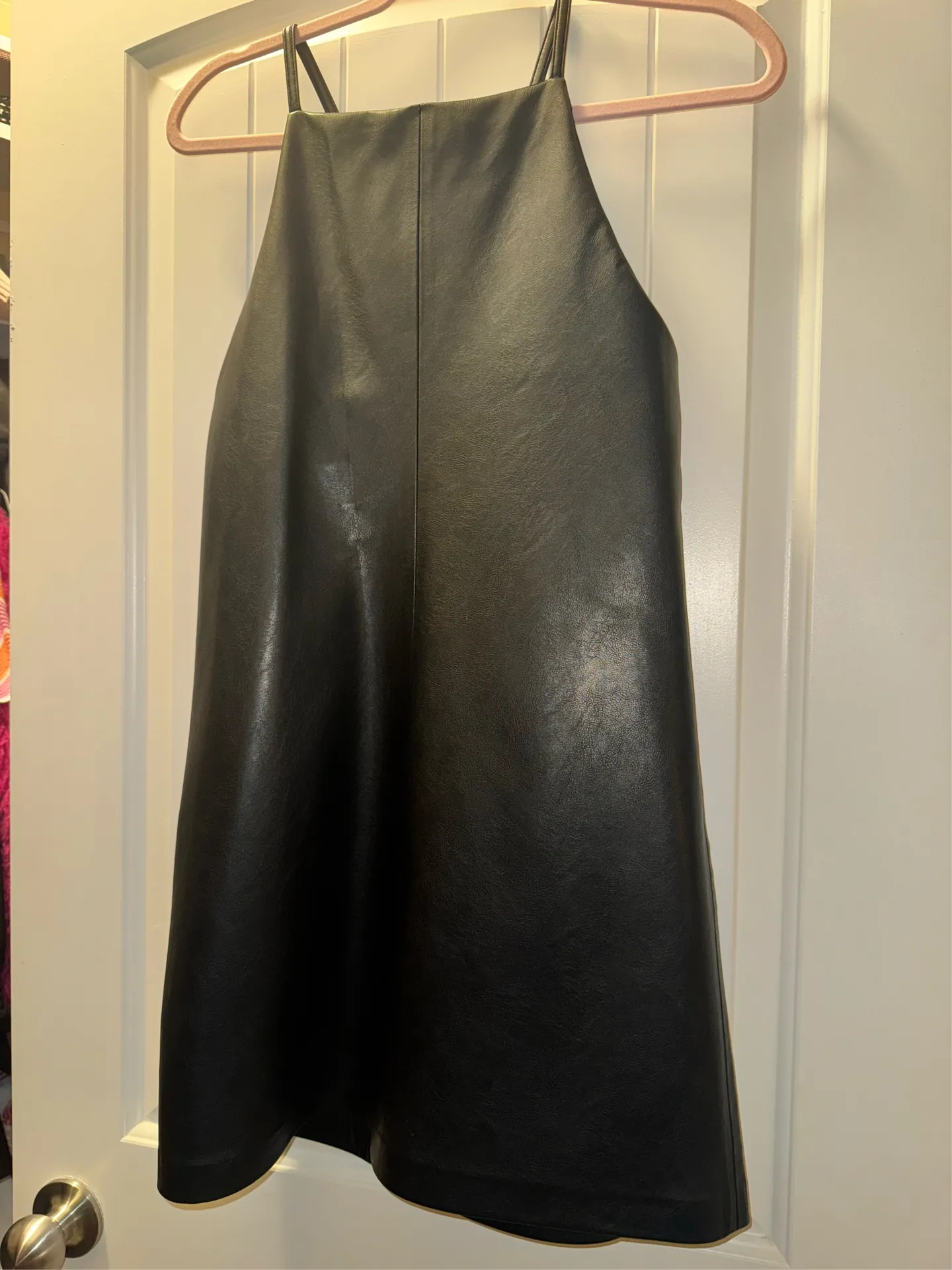 ZARA Leather Dress Black Faux Mini - Image 3