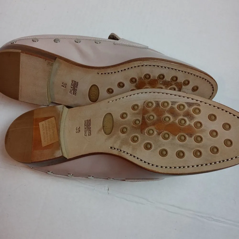 AGL Stud Trim Penny Loafer Mule In Pale Raby Size 8 - Image 7